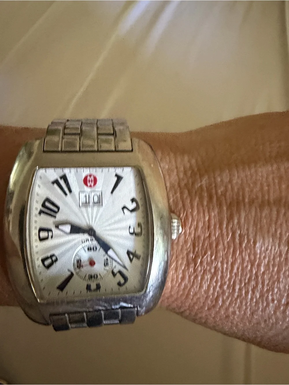 This Michele Urban Mini watch features a stainless steel case